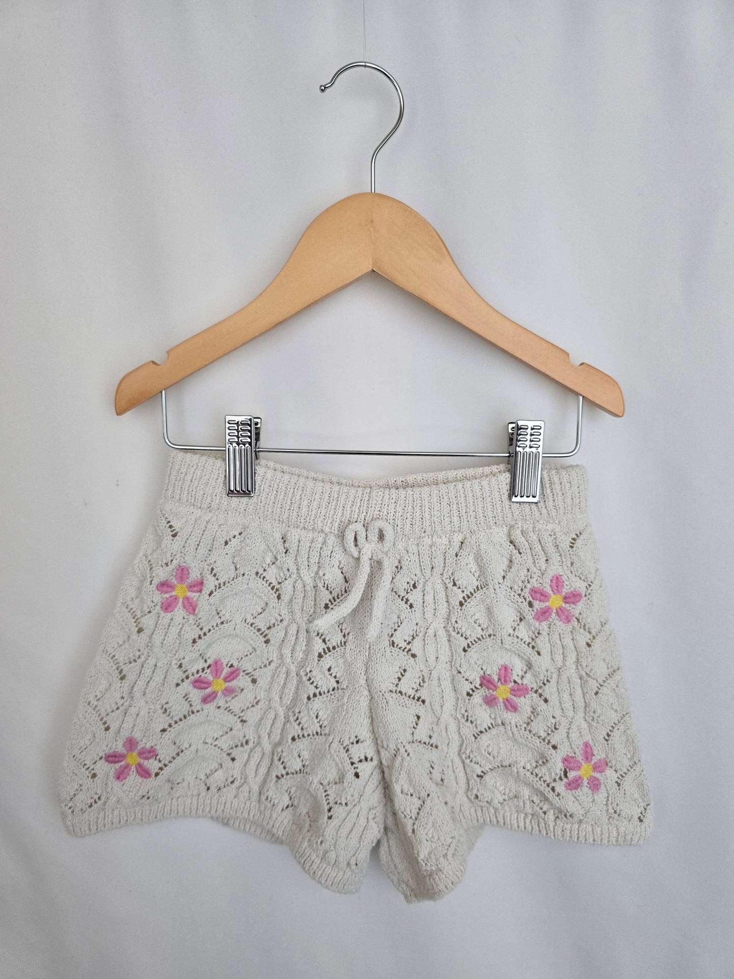 Zara Crochet Floral Embroidered Shorts • 4-5 years