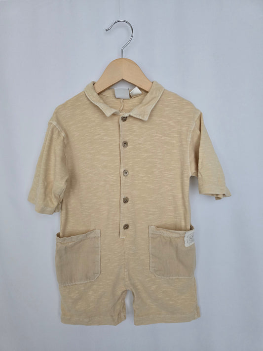 Zara Tan Collard Romper • 18-24 months