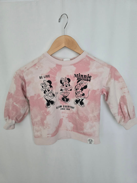 Zara Pink Tie Dye Minnie Mouse Sweatshirt • 4-5 years