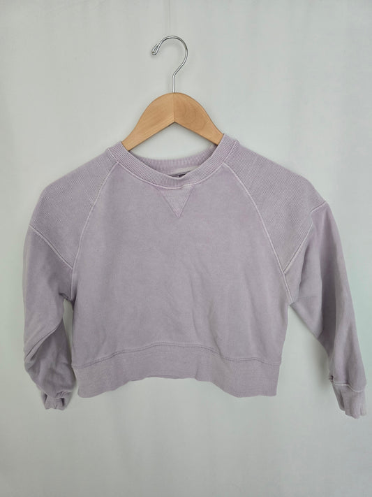 Zara Purple Cropped Crew • 8-9 years