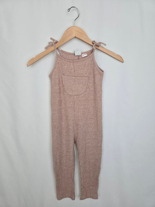 Zara Soft Ribbed Tank Romper *flaw* • 3-4 years