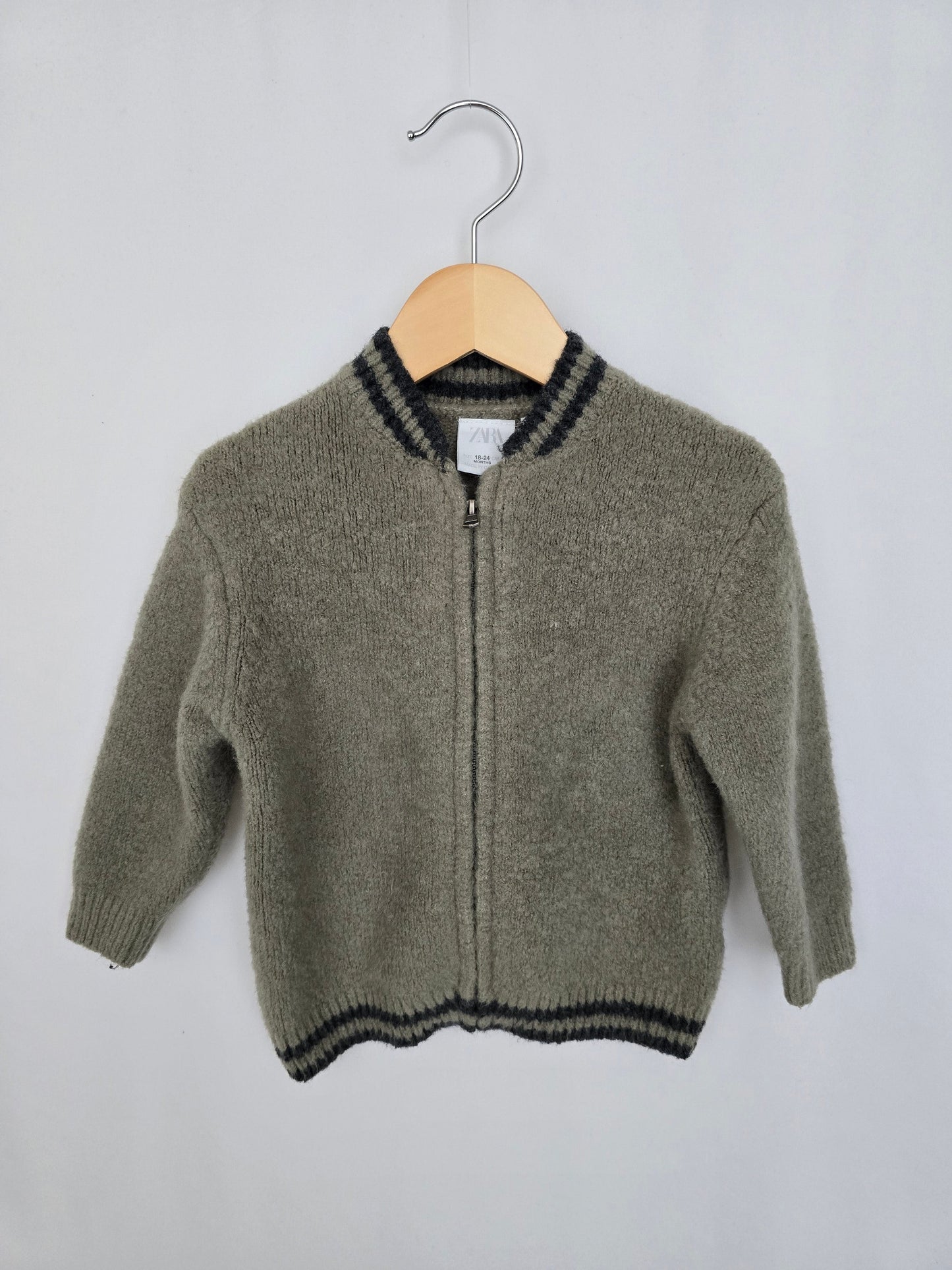 Zara Soft Knit Zip Up Jacket • 18-24 months