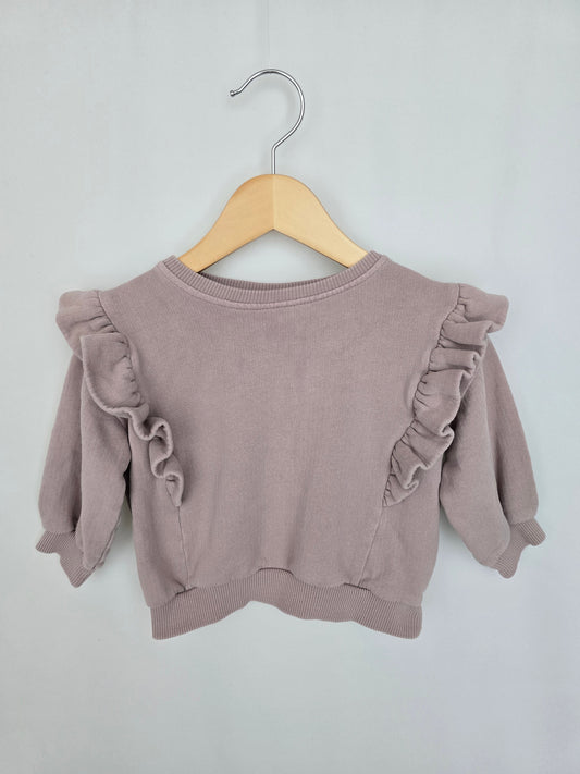 Zara Lilac Ruffle Sweatshirt • 9-12 months