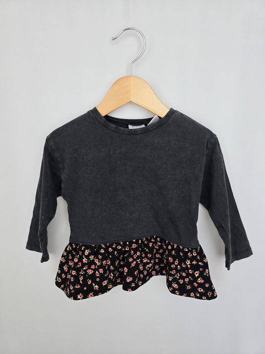 Zara Floral Peplum Top • 9-12 months