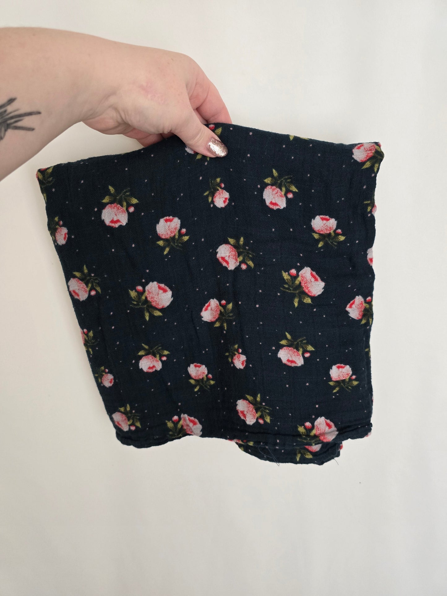 Little Unicorn Dark Floral Swaddle Blanket