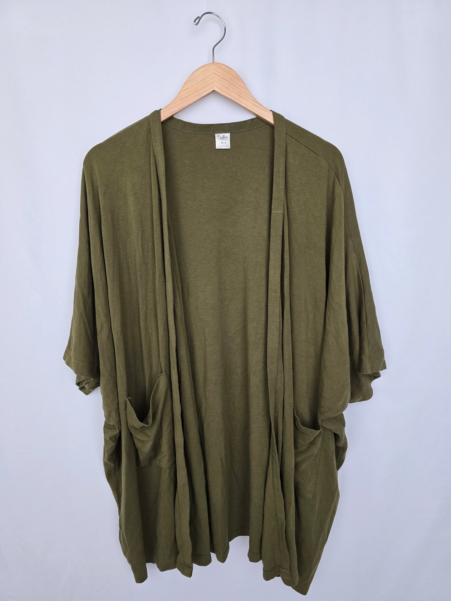 Dwelling Apparel Olive Bamboo Open Cardigan • X-Small/Small