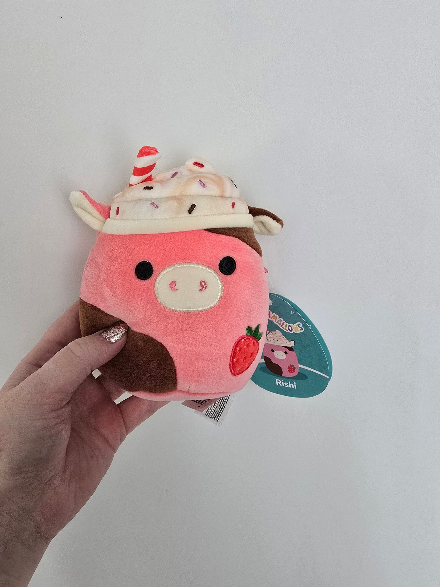 NEW Squishmallow 5" Rishi Strawberry Milkshake Cow