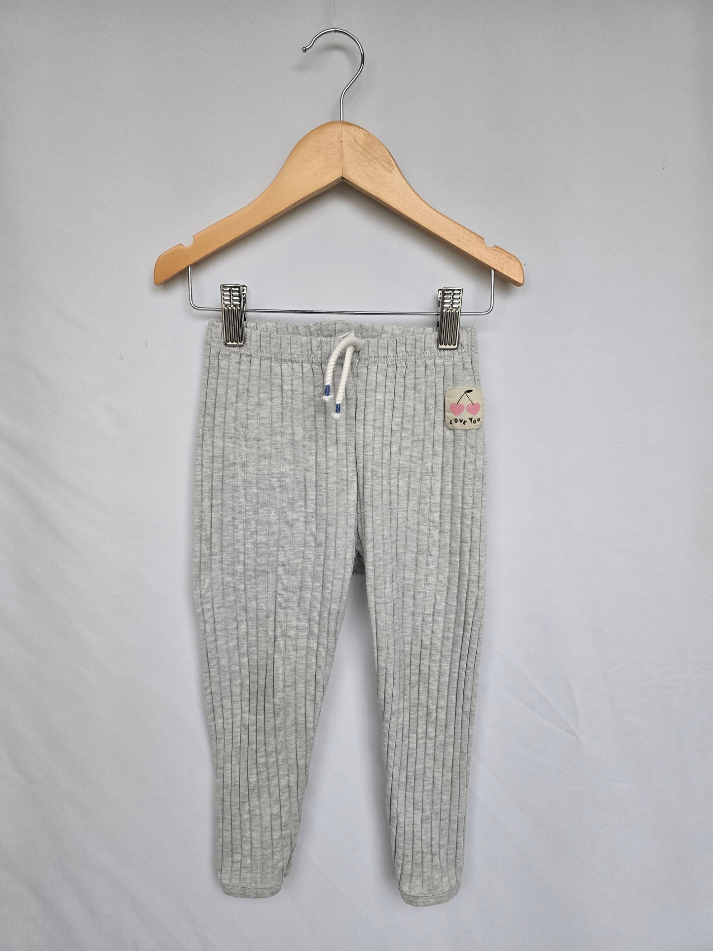 Zara Grey Ribbed Leggings *stains* • 2-3 years