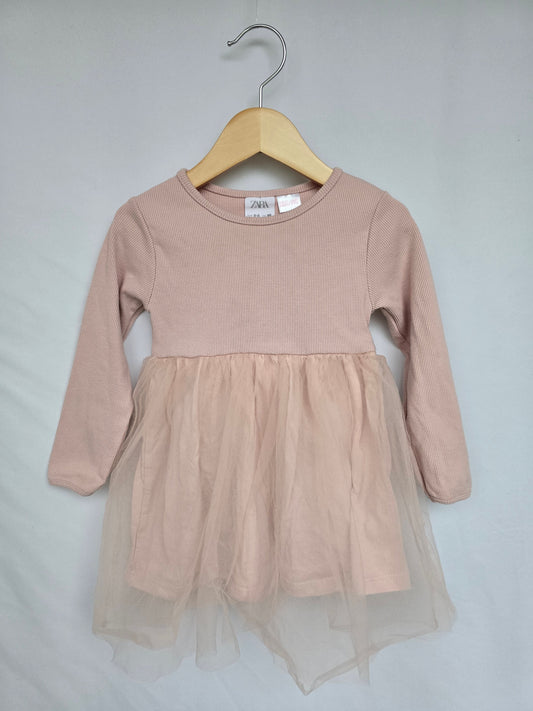 Zara Pink Ribbed Tutu Dress • 2-3 years