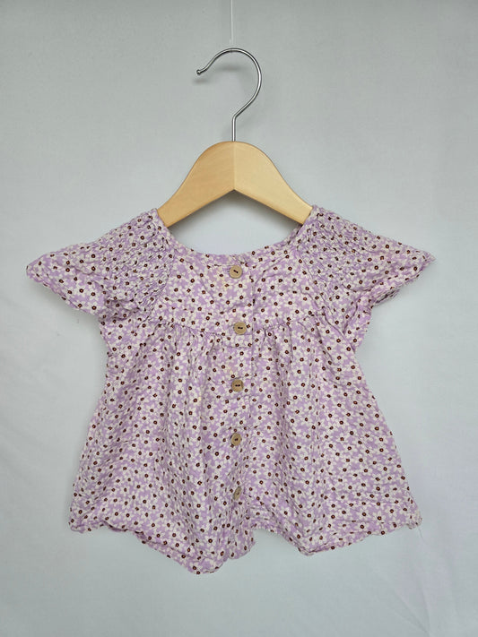 Zara Purple Floral Blouse • 2-3 years