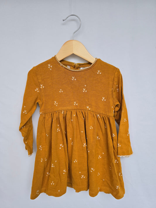 Zara Mustard Hearts Dress • 2-3 years