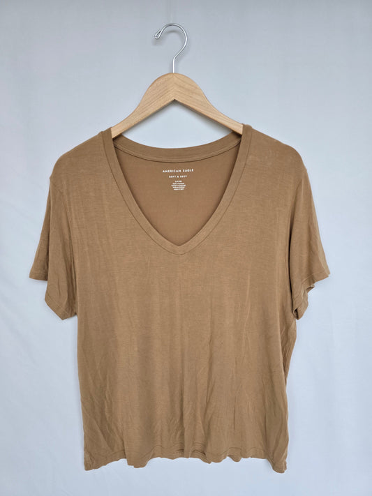 American Eagle Soft & Sexy Tan Tee • Small