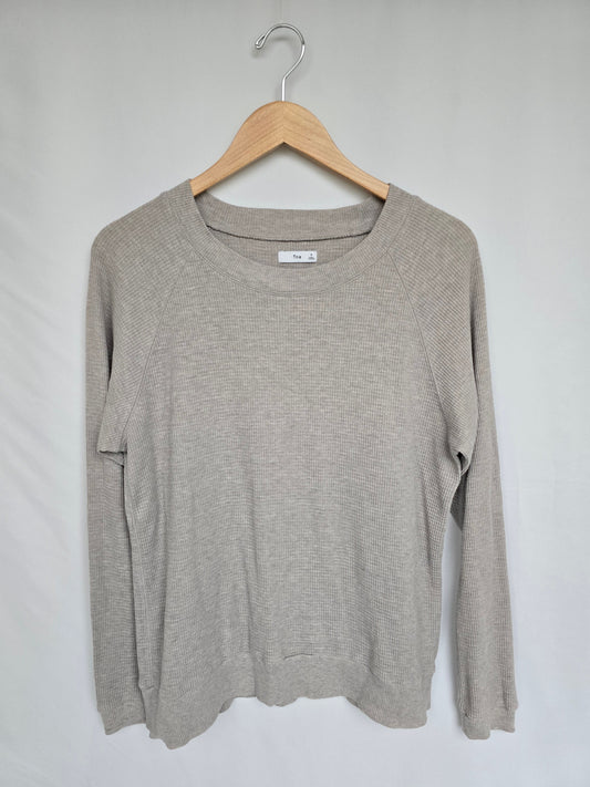 TNA Grey Waffle Long Sleeve Shirt • Small