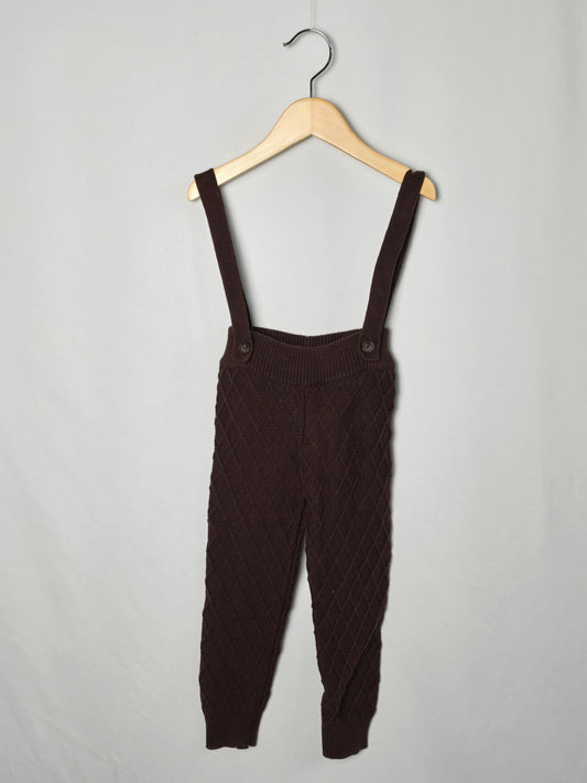 Jamie Kay Organic Cotton Brown Knit Suspender Pants • 3T