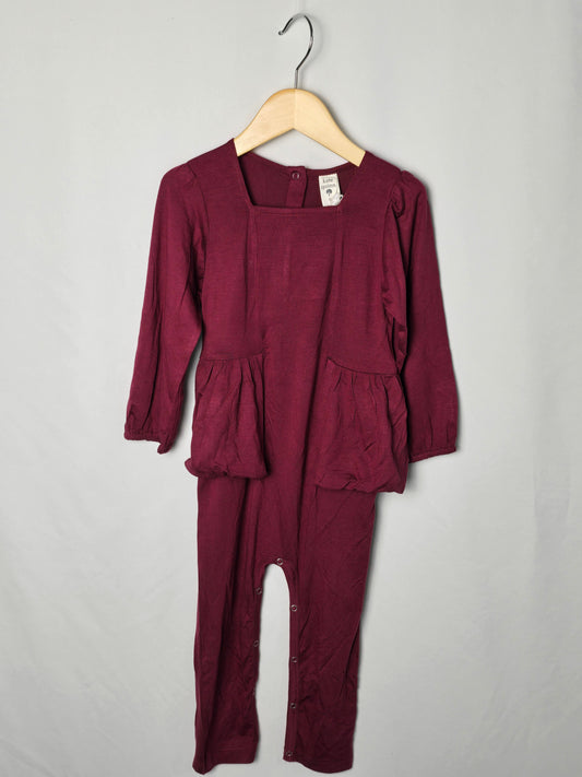 NEW Kate Quinn Maroon Bamboo Skirted Snap Romper • 2T