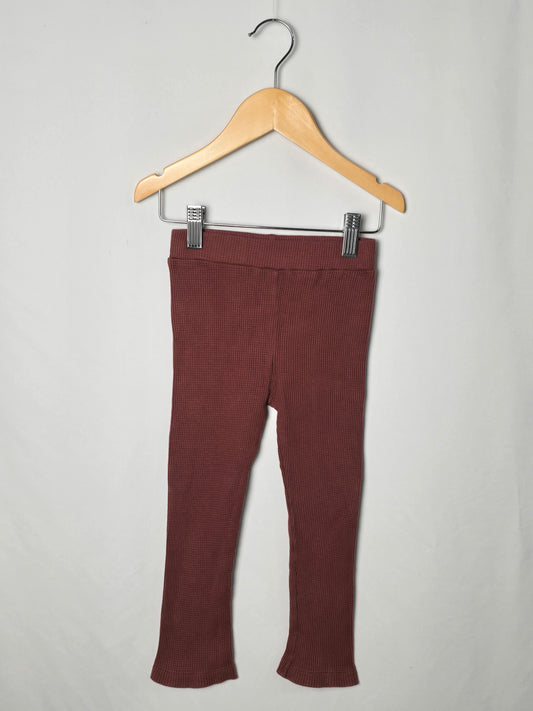 Kate Quinn Maroon Organic Cotton Waffle Leggings • 3T