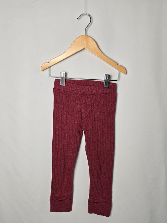 Kate Quinn Red Organic Cotton Ribbed Leggings • 3T