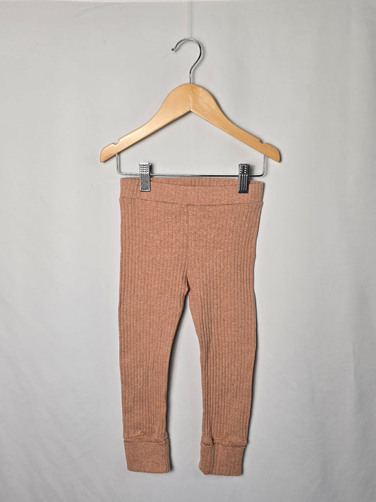 Kate Quinn Orange Organic Cotton Ribbed Leggings • 3T