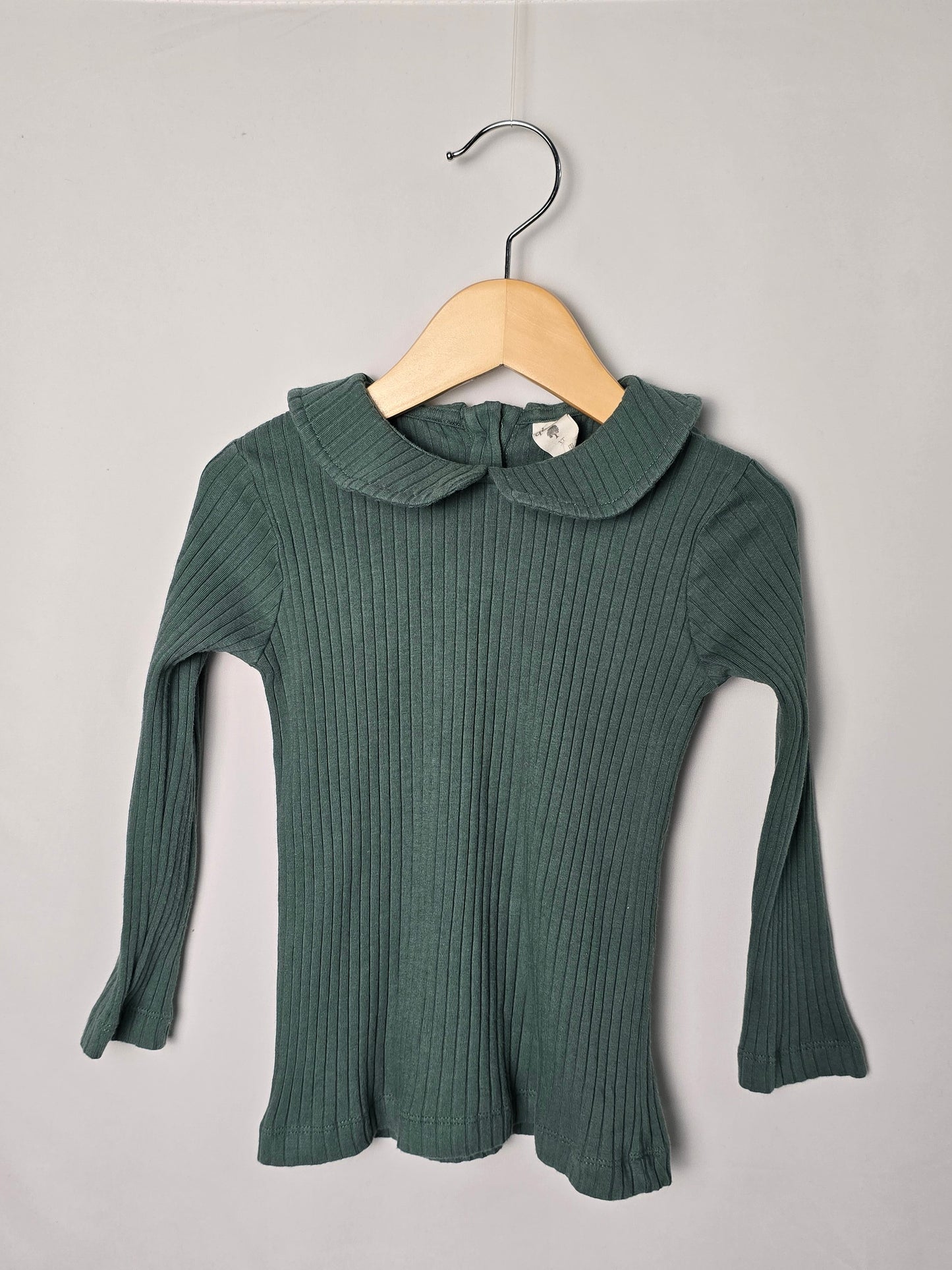 Kate Quinn Eucalyptus Organic Cotton Rib Collared Top • 3T