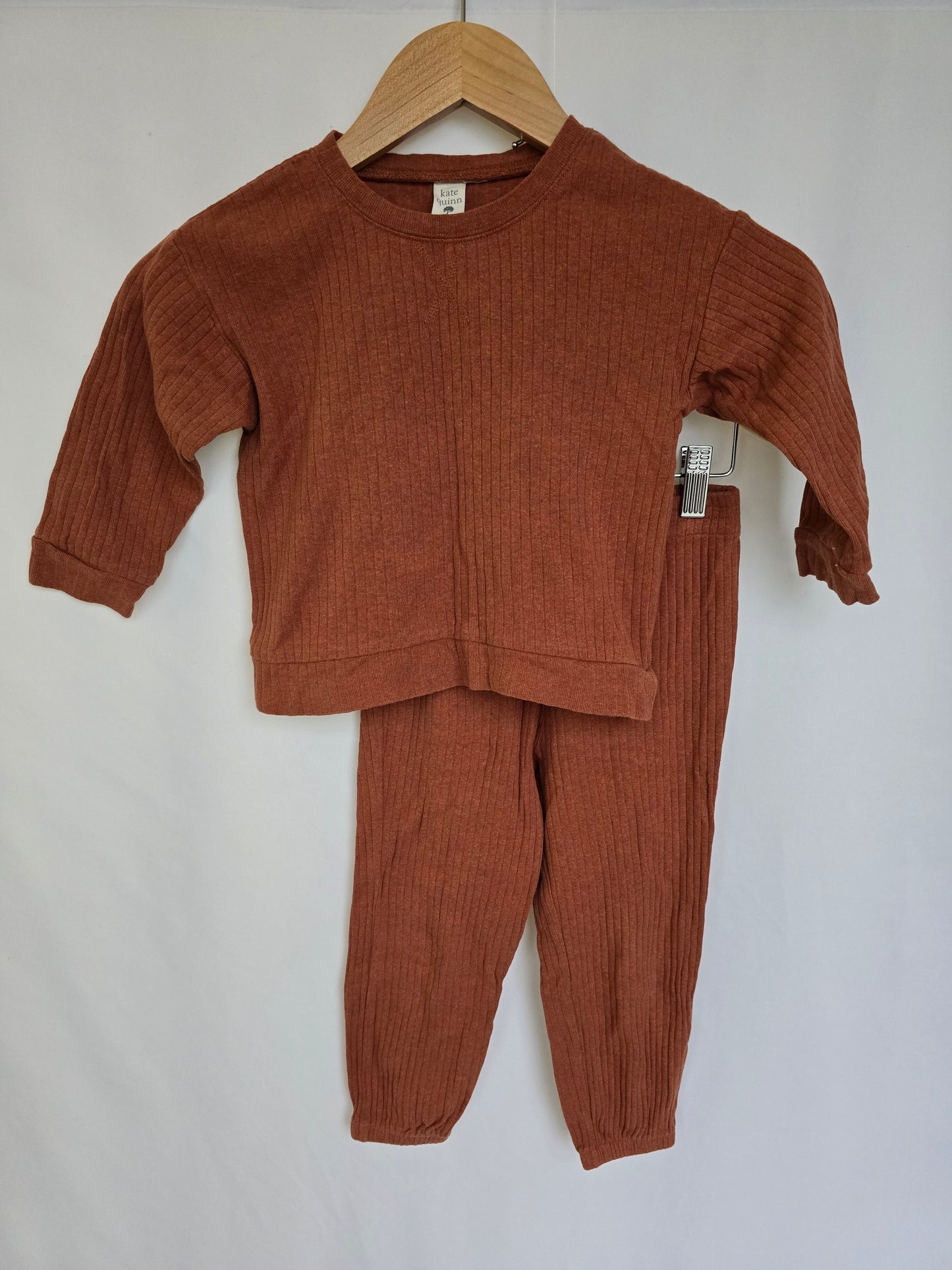 Kate Quinn Burnt Orange Organic Cotton Ribbed Set • 3T