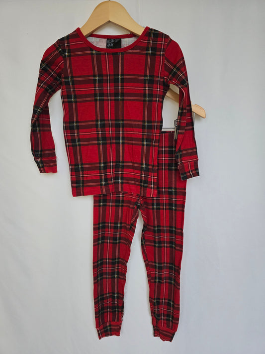 H&M Red Plaid Pajamas • 3-4 years