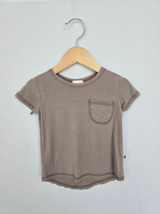 Jax & Lennon Grey Bamboo Raw Edge Tee • 6-12 months