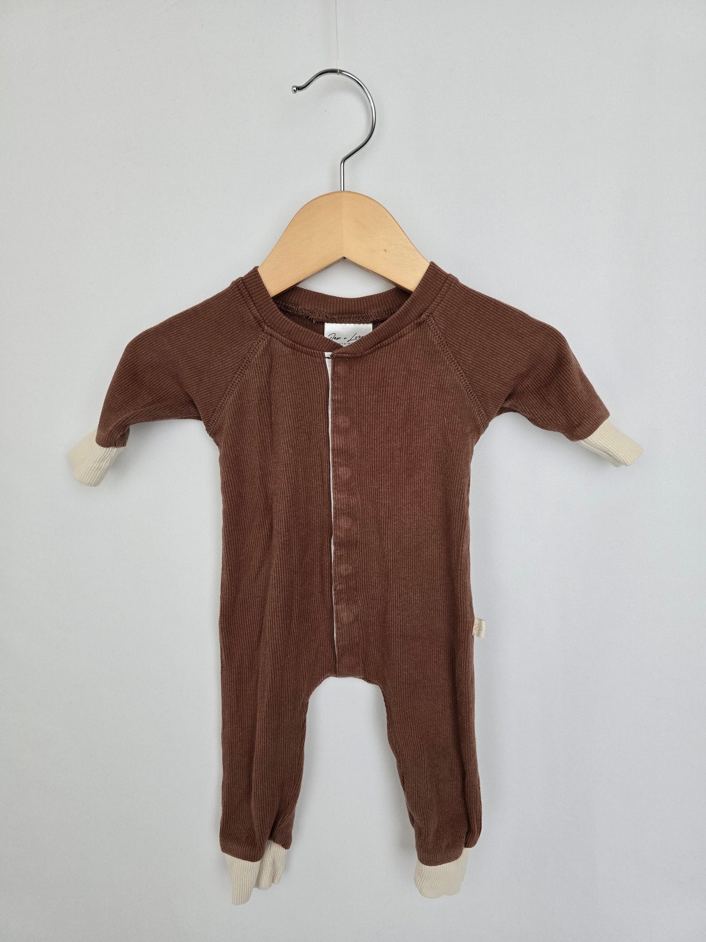 Jax & Lennon Rust Ribbed Snap Lounge Suit • Newborn