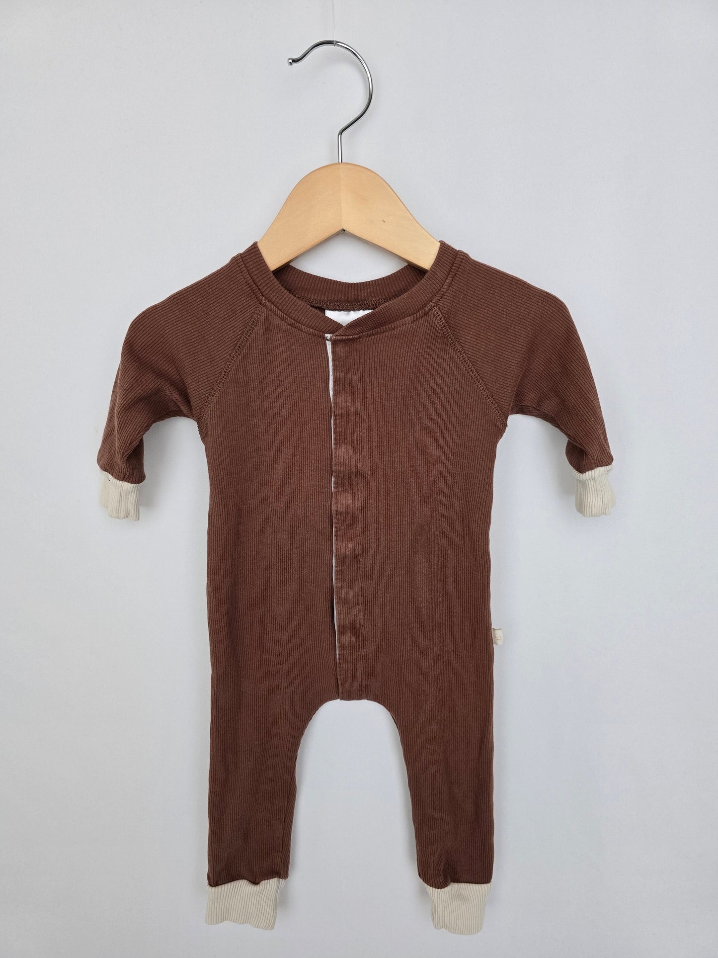 Jax & Lennon Rust Ribbed Snap Lounge Suit • 0-6 months