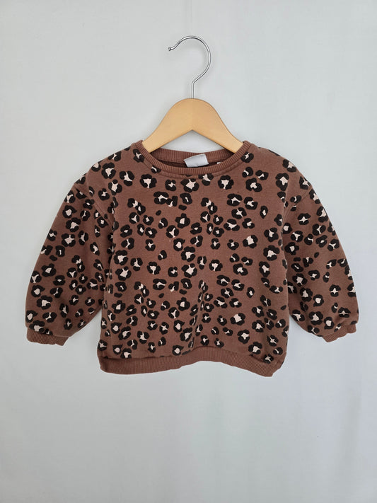 Zara Brown Cheetah Sweatshirt • 2-3 years