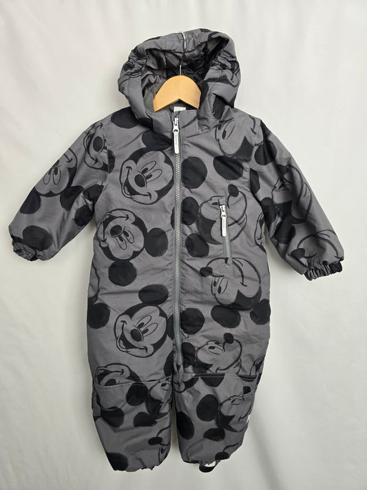 H&M Grey Mickey Snowsuit • 1-2 years