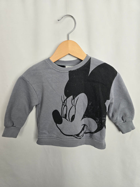 Zara Blue Minnie Mouse Crewneck • 3-6 months