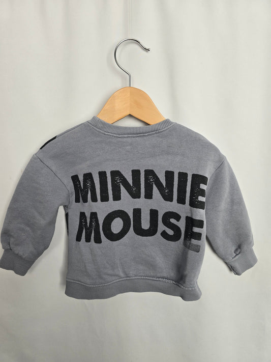 Zara Blue Minnie Mouse Crewneck • 3-6 months