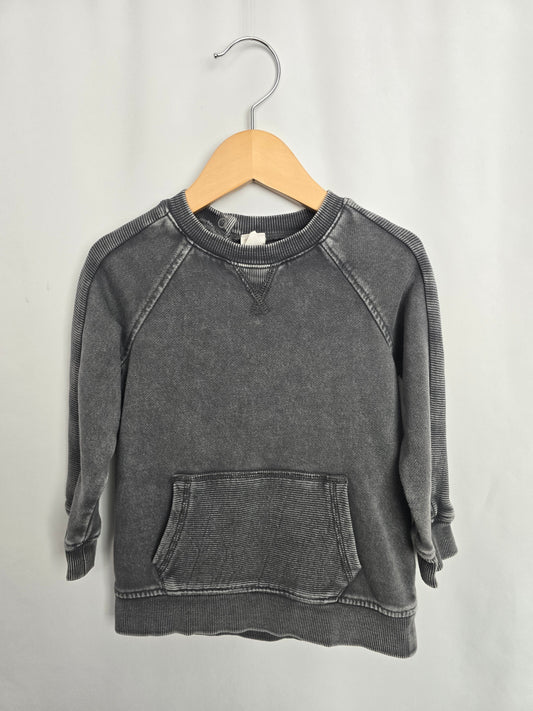 H&M Grey Wash Moto Sweatshirt • 2-3 years