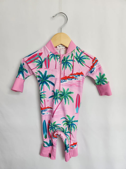 Honeysuckle Zippered Sunsuit • 0-6 months