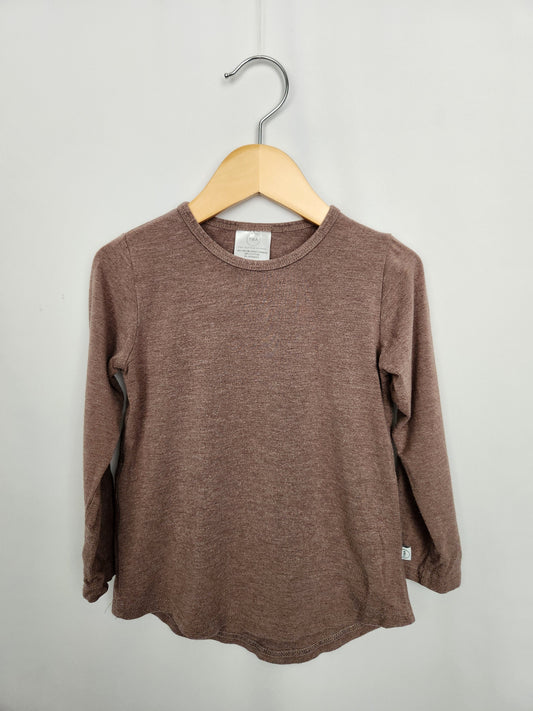 Tiny Button Apparel Brown Long Sleeve Tee • 3-4 years