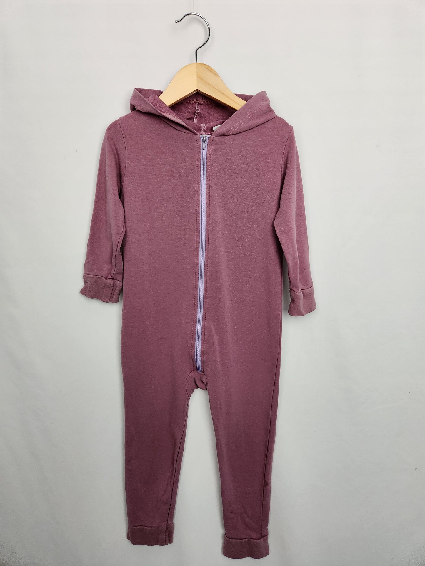 Tiny Button Apparel Purple Hooded Zip Romper • 2-3 years
