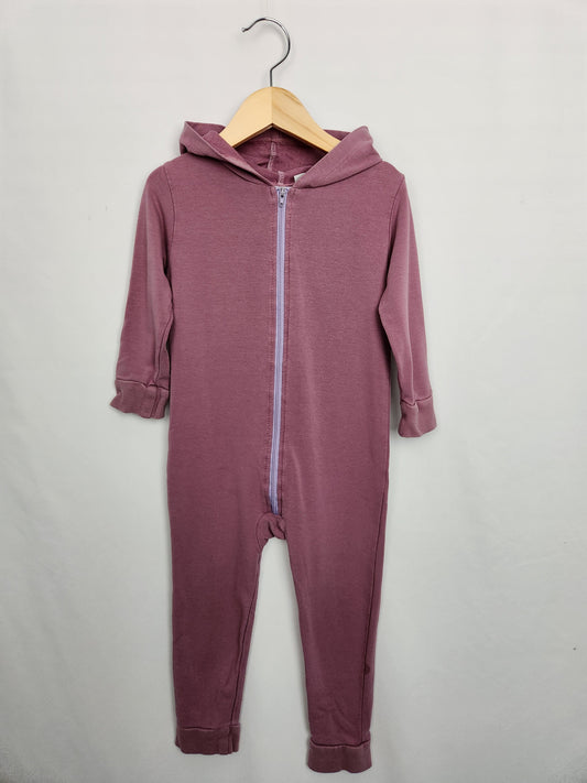 Tiny Button Apparel Purple Hooded Zip Romper • 2-3 years