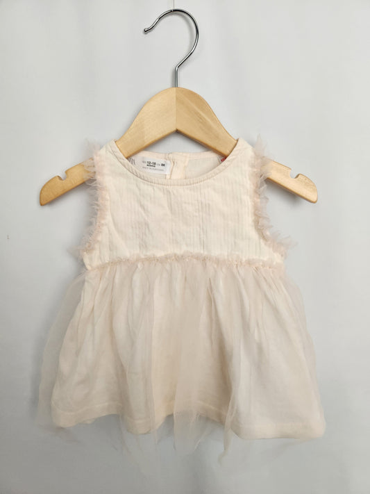 Zara Cream Tulle Peplum Tank • 12-18 months