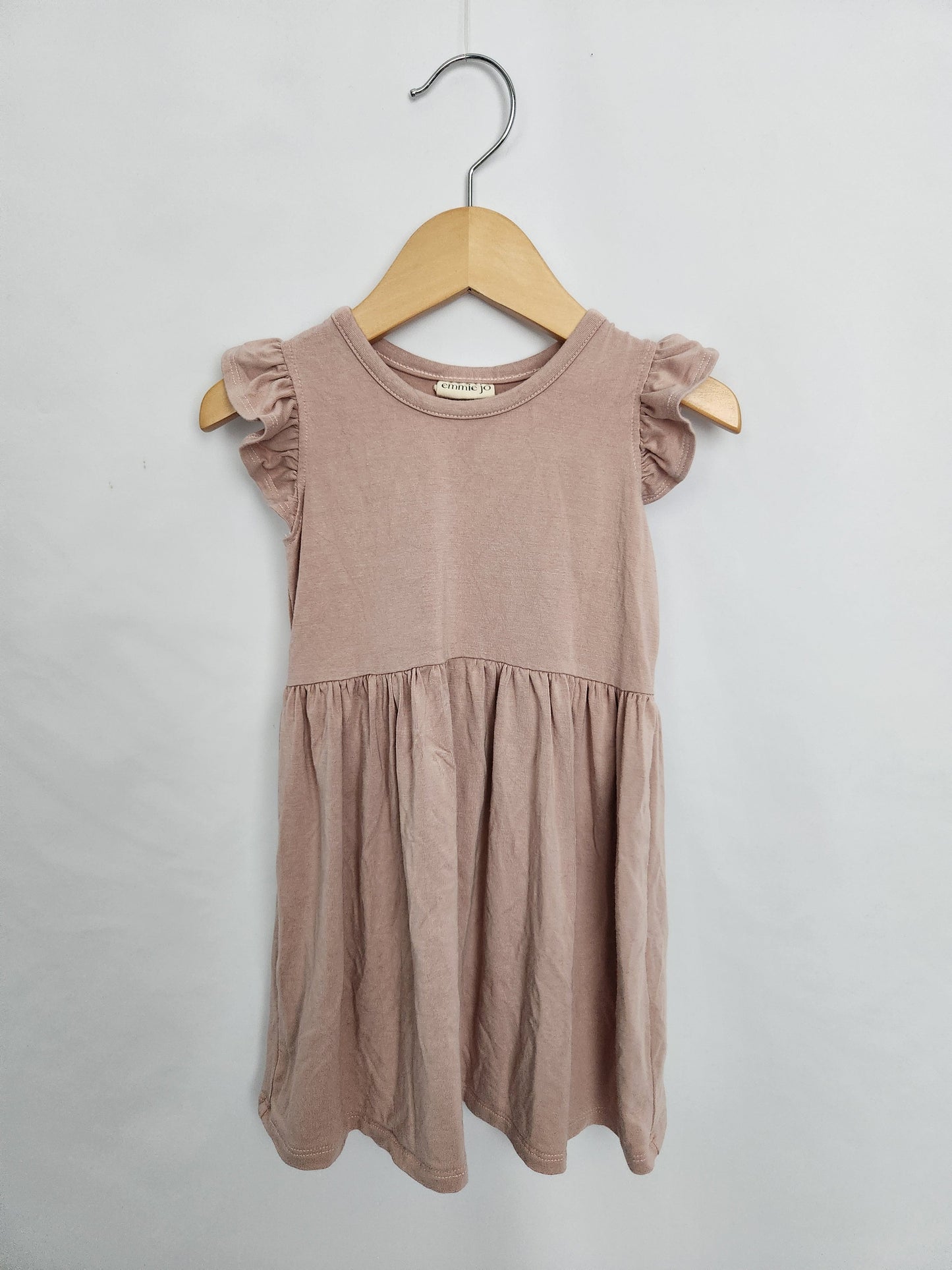 Emmie Jo Blush Bamboo Ruffle Shoulder Dress • 12-18 months