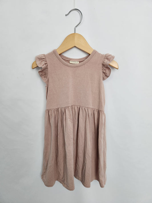 Emmie Jo Blush Bamboo Ruffle Shoulder Dress • 12-18 months