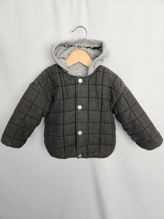 H&M Grey Quilted Jacket • 18-24 months