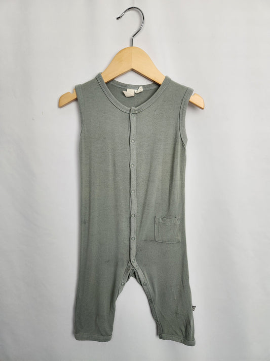 Kyte Moss Sleeveless Snap Romper *stains* • 18-24 months