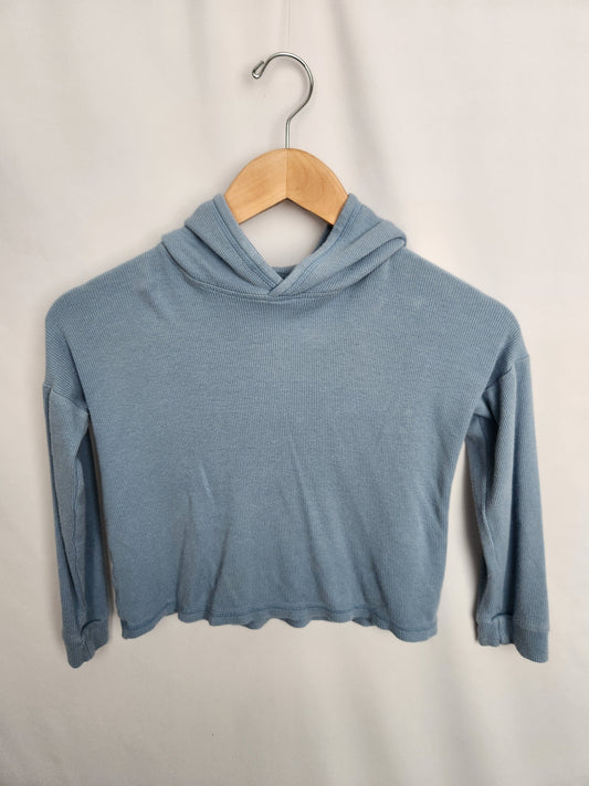 Haven Kids Blue Ribbed Crop Hoodie • 6-7 years