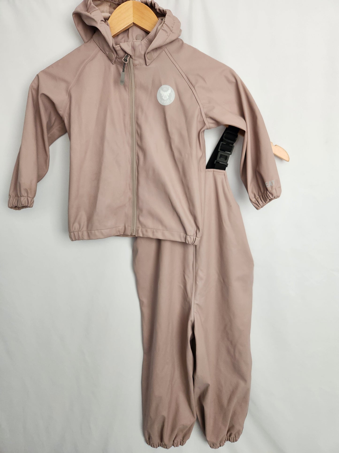 Wheat Dusty Rose Rain Coveralls and Jacket • 3 years