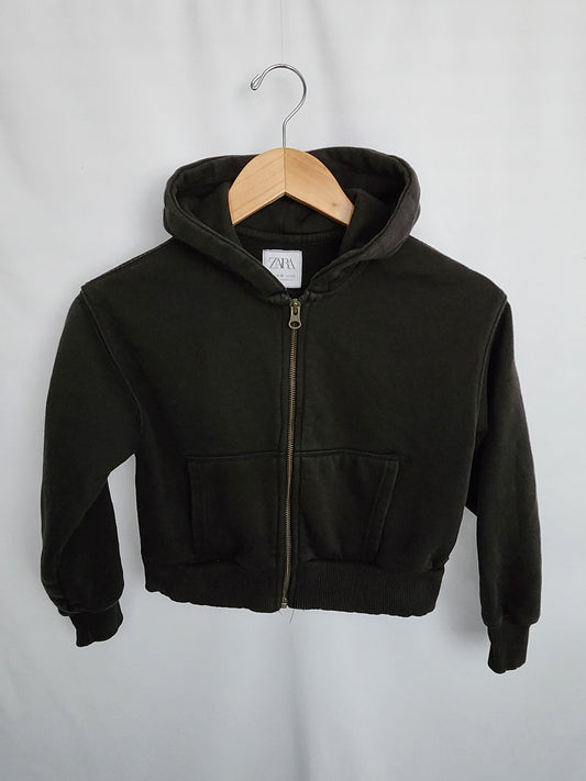 Zara Black Cropped Zip Hoodie • 9-10 years
