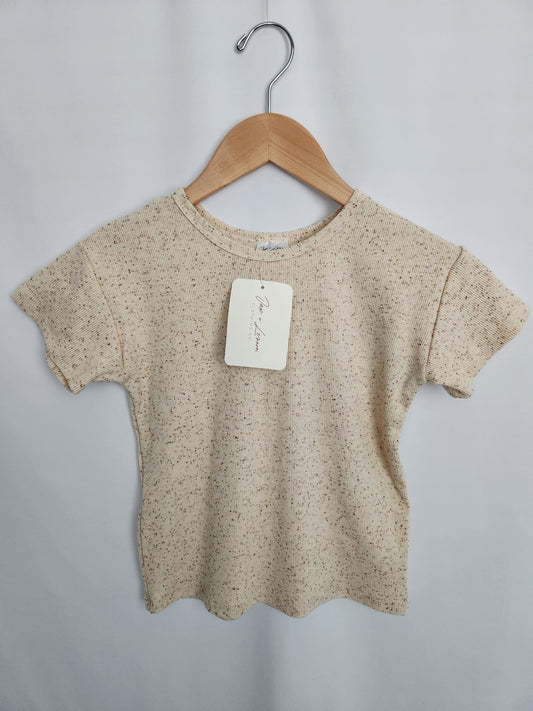 NEW Jax & Lennon Speckled Oat Boxy Tee • 3-4 years