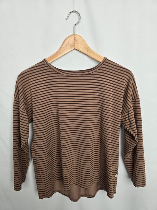 Jax & Lennon Mocha Stripe Drop Sleeve Shirt • Youth Large 10-11 years