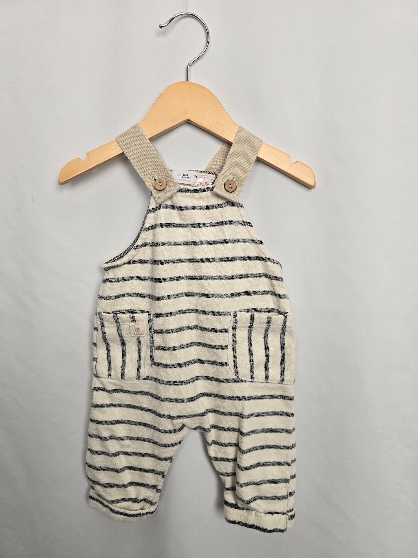 Zara Striped Romperalls • 6-9 months
