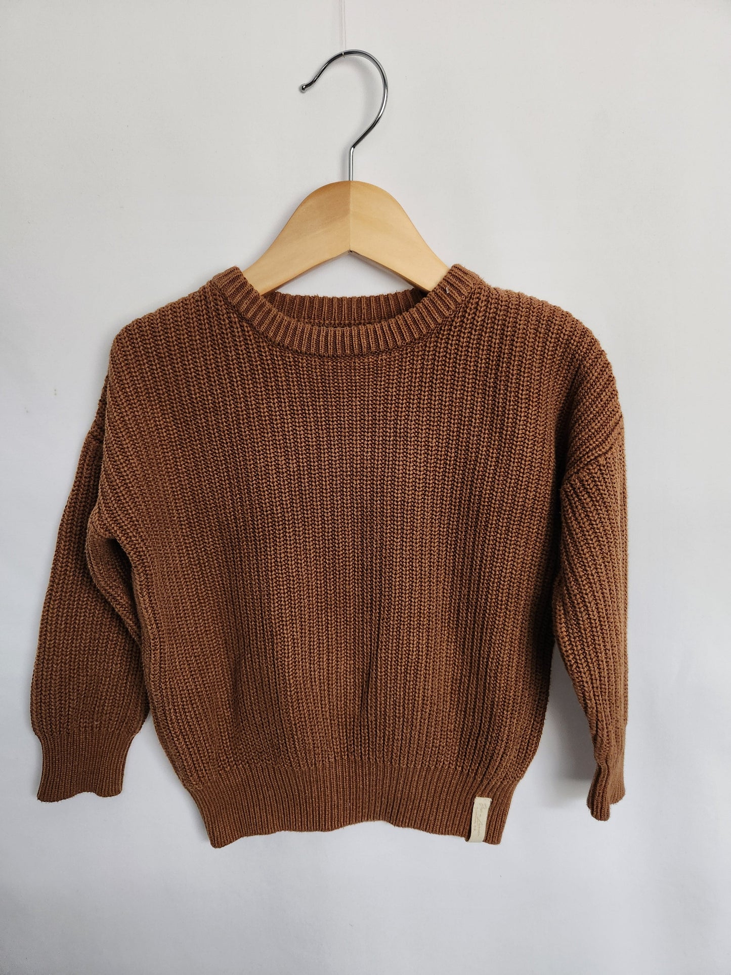 Jax & Lennon Chestnut Knit Crewneck • 2-3 years