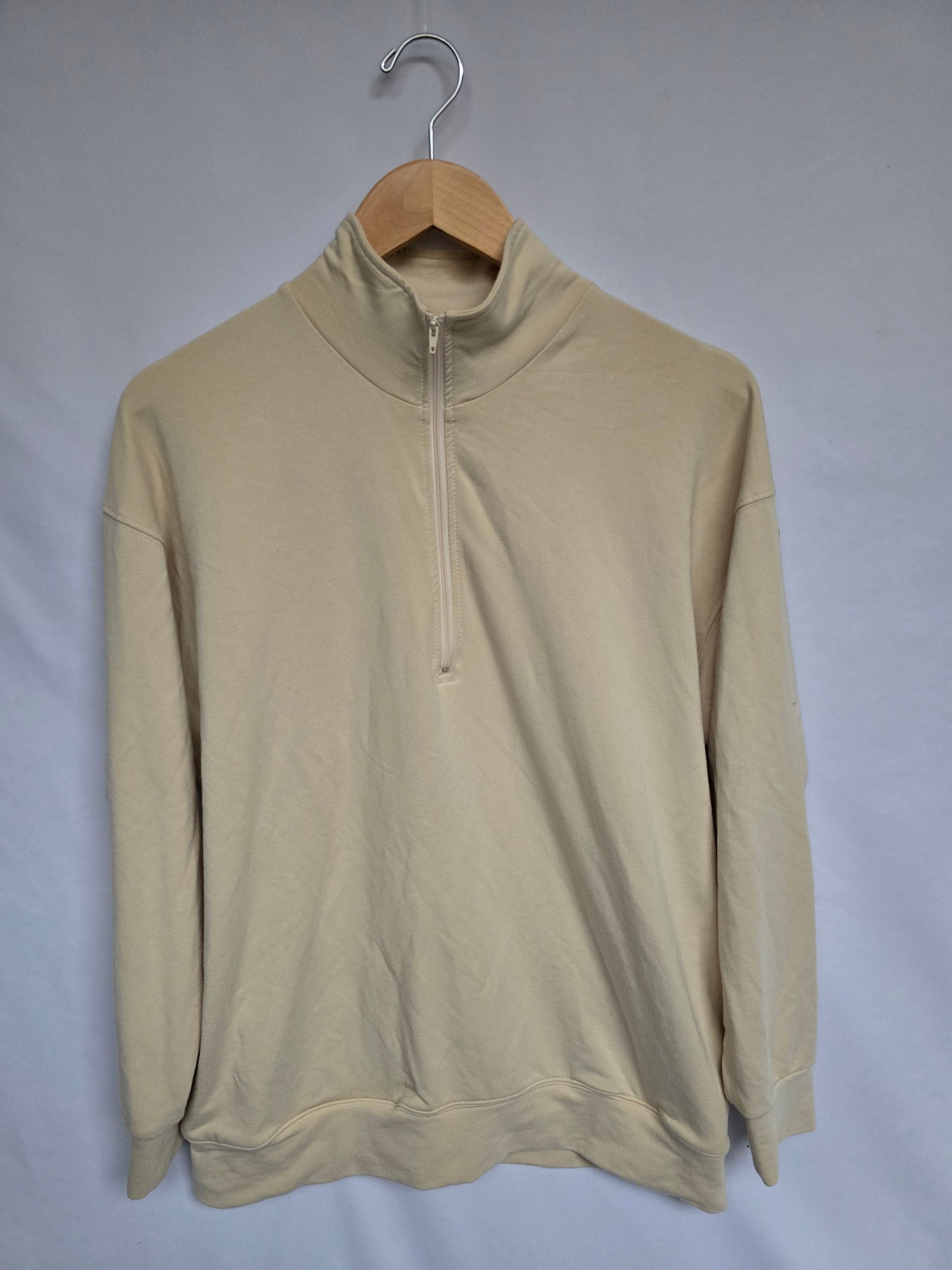 Jax & Lennon Cream Oversized 3/4 Zip Sweater • X-Small